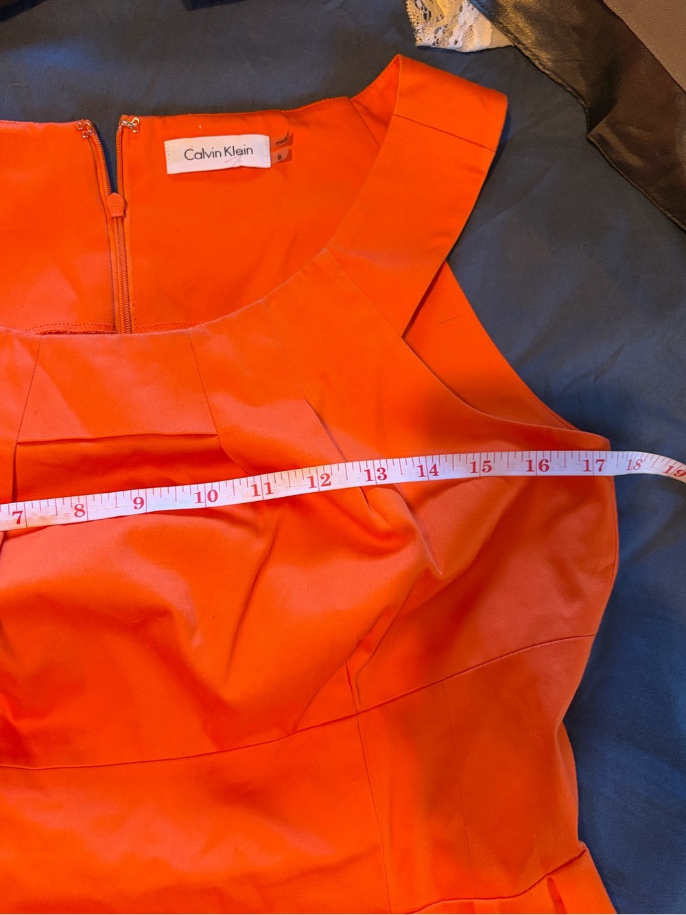 Calvin Klein Bright Orange Sleeveless Midi Sheath Dress - Picture 2 of 3